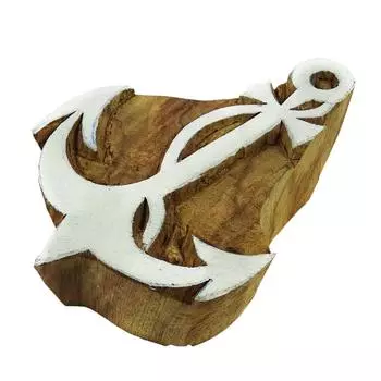 Индийское деревянное печатание штемпеля штемпеля штемпеля искусства деревянного блока высеканное вручную анкером деревянное 4.1 x 3 Inches коричневый