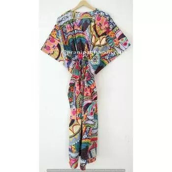 Индийское длинное хлопковое платье с принтом афгани плюс размер макси женское платье-кафтан CKFTN-SCRN-FULL-BUYIT-053