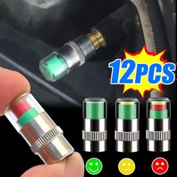 Индикатор давления в шинах автомобиля Сигнализация контроля давления в шинах Колпачок клапана Датчик контроля давления в шинах Инструменты для обнаружения внешнего клапана 4pcs