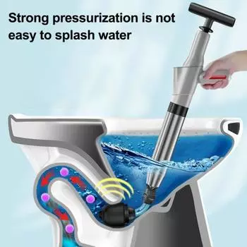 Индикатор давления воздуха для унитаза, инструмент для удаления засоров из нержавеющей стали с 4 насадками для прочистки труб серый