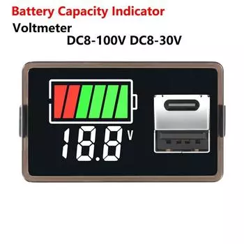 Индикатор емкости аккумулятора USB Type-C, ЖК-дисплей, двойной дисплей, тестер мощности аккумулятора, цифровой вольтметр