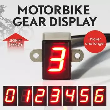 Индикатор передачи 0-6 для мотоцикла, цифровой светодиодный дисплей, универсальный внедорожный мотоцикл с красным светом, водонепроницаемый, прочный, нейтральный монитор чёрный