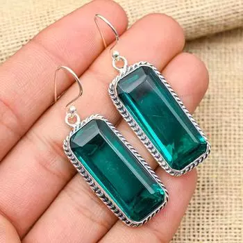 Индиколит драгоценный камень ручной работы 925 твердых стерлингового серебра красивые серьги ювелирные изделия для нее 2 Inches синий