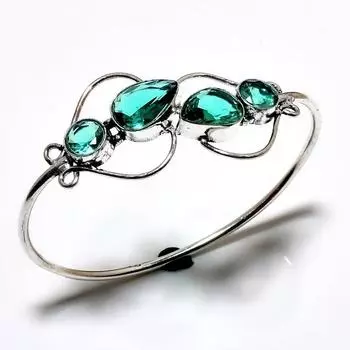 Индиколит Турмалин Драгоценный камень 925 Посеребренный ювелирный браслет-манжета