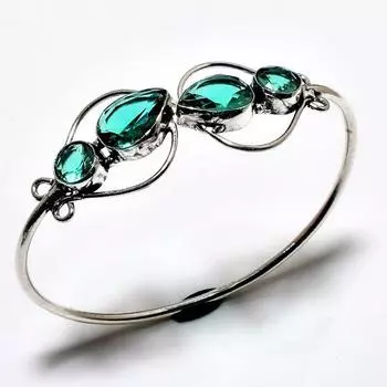 Индиколит Турмалин Драгоценный камень 925 Посеребренный ювелирный браслет-манжета