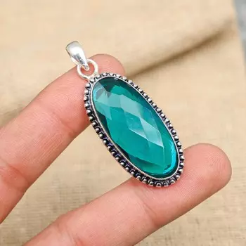 Индиколит турмалин драгоценный камень ручной работы твердый кулон из стерлингового серебра 925 пробы ювелирные изделия на Рождество 1.97 Inches зелёный