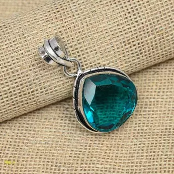 Индиколит турмалин драгоценный камень стерлингового серебра 925 пробы ювелирные изделия ручной работы модный кулон 1.57 Inches синий