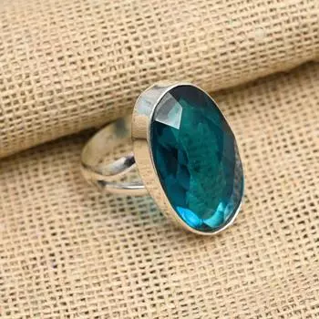 Индиколит, турмалин, драгоценный камень, ювелирные изделия ручной работы из стерлингового серебра 925 пробы, красивое кольцо для нее 4 синий