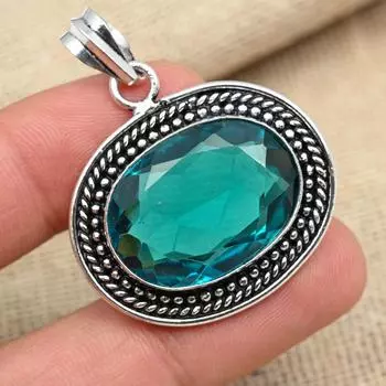 Индиколит-турмалин, красивый драгоценный камень, стерлинговое серебро 925 пробы, ювелирный кулон ручной работы 1.77 Inches синий