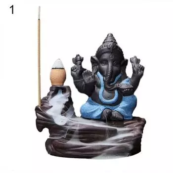 Индия Слон Бог Ганеша Курильница с обратным потоком Держатель для курильницы Подарочное украшение 1 золотистый