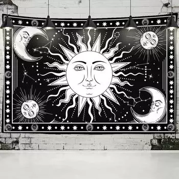 Индия Солнце Луна Мандала гобелен настенный Таро настенный гобелен настенный ковер психоделический тапиз колдовство настенная ткань гобелены 95x70CM
