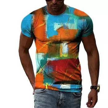 Индивидуальная футболка с 3D-принтом граффити для мужчин, одежда, летняя повседневная креативная трендовая футболка с круглым вырезом, большие футболки с короткими рукавами, топы, мужская одежда S
