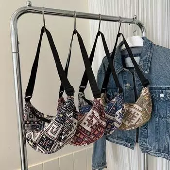 Индивидуальная модная сумка в этническом стиле большой вместимости для женщин 2024 года, новая модная сумка для поездок на работу, сумка для пельменей в иностранном стиле чёрный