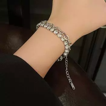 Индивидуальная регулируемая двухслойная изящная цепочка с гальваническим покрытием из кубического циркония, антикоррозийная, без потускнения