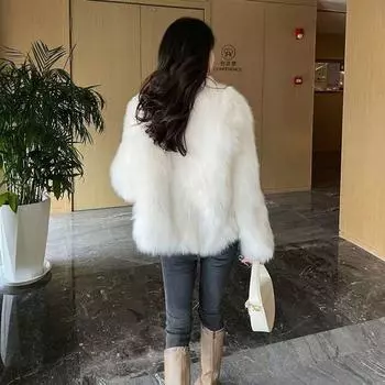 Индивидуальная ссылка, новый осенне-зимний темперамент знаменитости искусственный мех лисы, шуба для женщин, модная шуба S слоновая кость