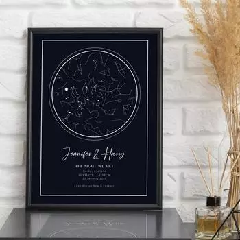Индивидуальная стартовая карта Ночь, когда вы родились Персонализированный свадебный подарок Искусство Настенная живопись Печать на холсте Картина на холсте Постер Картины Гостиная 21x30cm No Framed