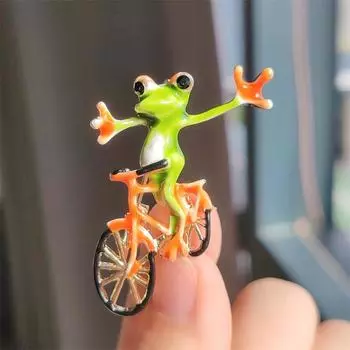 Индивидуальная универсальная забавная брошь в виде лягушки на велосипеде для женщин-хипстеров, животных, креативная булавка для аксессуара на пиджак