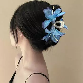 Индивидуальная заколка для волос в форме цветка лилии, модная имитация цветка, заколка для волос для женщин и девочек, летний отпуск, головной убор феи 2 фиолетовый