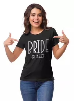 Индивидуальная женская футболка Inkdotpot Top Bride Wedding Shirt-35 S чёрный