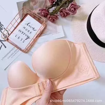 Индивидуально изготовленное и обработанное нижнее белье QQ sugar без ободка, женский ультратонкий бюстгальтер без бретелек, застежка спереди, собранная и закрытая, поддерживающая верхняя часть груди 32A серый