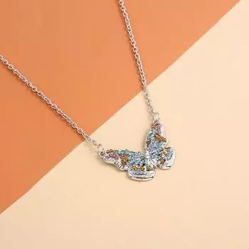 Индивидуальное элегантное многоцветное ожерелье с подвеской в виде бабочки и бриллианта, модное темпераментное изысканное женское ювелирное изделие