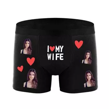 Индивидуальное мужское нижнее белье-боксеры с принтом в виде сердца, эластичное и мягкое, удобное, повседневное персонализированное нижнее белье, идеальный подарок для парня/мужа S чёрный