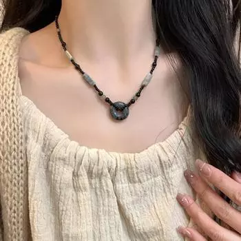 Индивидуальное ретро-темпераментное защитное ожерелье с геометрической пряжкой-джокером для женщин