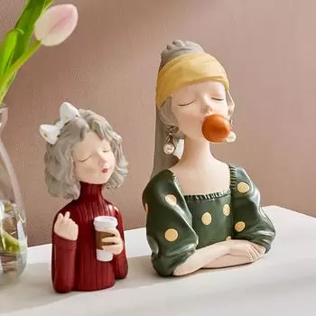 Индивидуальное украшение для дома Милая фигурка девушки Украшения из смолы Скульптура Украшение комнаты Спальня Кафе Стол Декор Подарки Статуэтка