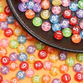 Индивидуальность Материал Бисера Ожерелье DIY Цепочка для мобильного телефона Цифровые бусины 6,5 мм Изготовление Аксессуаров Акрил 50 шт Браслет Круглый Мода Style 2