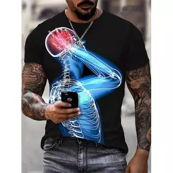 Индивидуальность, мода, отдых, индивидуальность, повседневная мужская повседневная одежда с короткими рукавами, минималистичный мультяшный принт XS