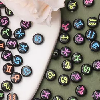 Индивидуальность Поставки Двенадцать Созвездий Акриловые Бусины Россыпью Бусины Подарок На День Рождения Для Изготовления Ювелирных Изделий 40 Шт 6,5 мм Многоцветный DIY Разделитель