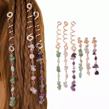 Индивидуальность преувеличенная коса Шнур для волос Индивидуальный кулон из натурального камня Кольцо для волос Этнический стиль Веревка для головы Дреды Винтажная заколка для волос