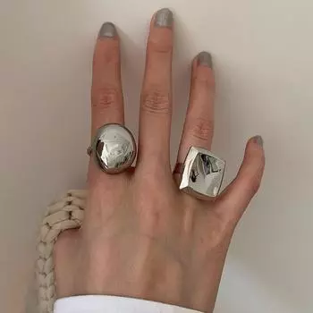 Индивидуальность преувеличенное гладкое геометрическое квадратное металлическое кольцо женское нишевое уникальное изысканное модное универсальное кольцо