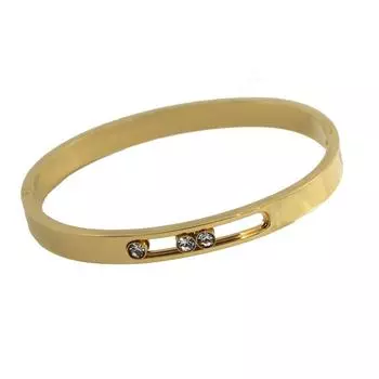 Индивидуальность ювелирные изделия титан сталь золото цвет 3 движение циркон слайдер браслет для женщин 56-58mm золотой