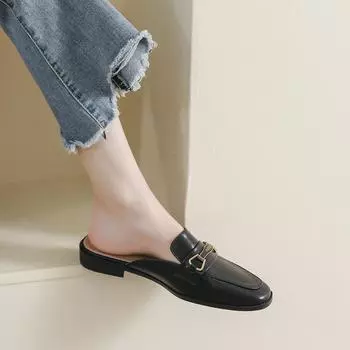 Индивидуальные 340-10 тапочки на плоской подошве женская летняя одежда ленивые люди однопедальная обувь muller весенние полутапочки с сумкой на голову 35 абрикосовый