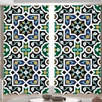 Индивидуальные африканские шторы в стиле бохо Винтажные шторы в стиле меньшинств Геометрические принтованные шторы Гостиная Спальня Окно отеля 2x50W100H(CM)&Grommet Top