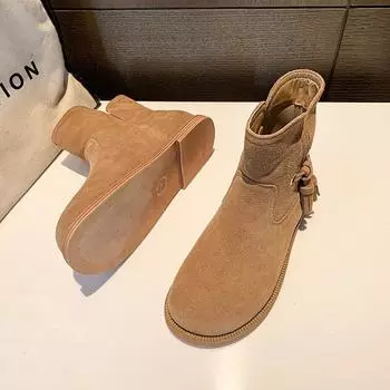 Индивидуальные ботинки для женщин Новые летние высокие ковбойские ботинки в стиле ретро с толстым каблуком и круглым носком короткие сапоги с набором 35