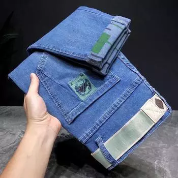 Индивидуальные брендовые джинсы Tide, мужские летние тонкие эластичные тонкие мужские длинные брюки Micro Harlan New Tide 27 синий