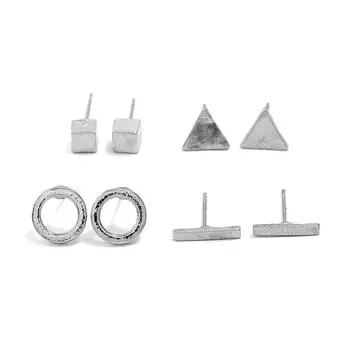 Индивидуальные геометрические квадратные серьги, треугольные круглые популярные серьги, простые 1 set
