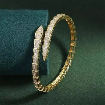 Индивидуальные классические браслеты-манжеты в виде змеи для женщин, простые модные блестящие инкрустированные циркониевые браслеты, свадебные украшения для вечеринок белый