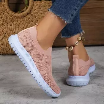 Индивидуальные летние новинки 2025 года из Европы и Америки, модные женские туфли-лодочки с толстой подошвой из сетки, на танкетке, в спортивном стиле, повседневные туфли 35 розовый