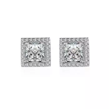 Индивидуальные модные серьги-гвоздики из 100% стерлингового серебра 925 пробы, квадратные серьги-гвоздики для помолвки, свадьбы, вечеринки, изысканные ювелирные изделия 1 carat