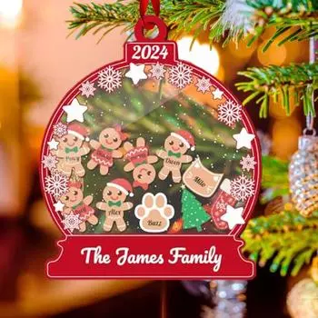 Индивидуальные рождественские украшения для семьи 2024 года, семья из 45387 пряников/снеговиков, подвесные украшения для рождественской елки A белый