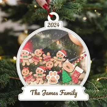 Индивидуальные семейные рождественские украшения 2024 года, семейные 4/5 пряничных/снеговиковых рождественских елочных подвесных украшений для домашнего декора вечеринки A белый