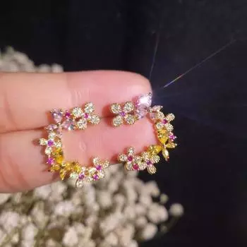 Индивидуальные серьги-гирлянды из серебра 925 пробы с иглами, сказочные розовые серьги, милые серьги, темпераментные ювелирные изделия, подарки на вечеринку розовый