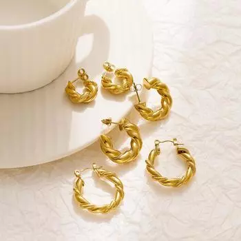 Индивидуальные серьги из 18-каратного золота, простые и легкие роскошные серьги из нержавеющей стали, женские