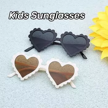 Индивидуальные солнцезащитные очки для мальчиков и девочек, милые детские очки в форме сердца, модные УФ-защитные солнцезащитные очки с героями мультфильмов As pictures shown