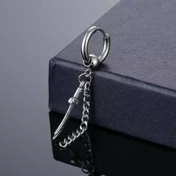 Индивидуальные винтажные серьги-цепочки с мечами, женские и мужские серьги-обручи в стиле панк для друзей, подарочные ювелирные изделия, мужские серьги