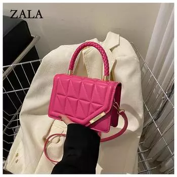 Индивидуальные женские сумки, новая ромбовидная текстура, переносная маленькая квадратная сумка в иностранном стиле, модная однотонная сумка через плечо, модная сумка-мессенджер розы красного