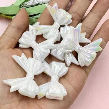 Индивидуальный бант для изготовленных вручную свободных бусин, фурнитура для самостоятельной работы, акриловые 6 шт., большой бант, бисер, ожерелье, браслет, изготовление ювелирных изделий 32,3*36,6 мм фиолетовый